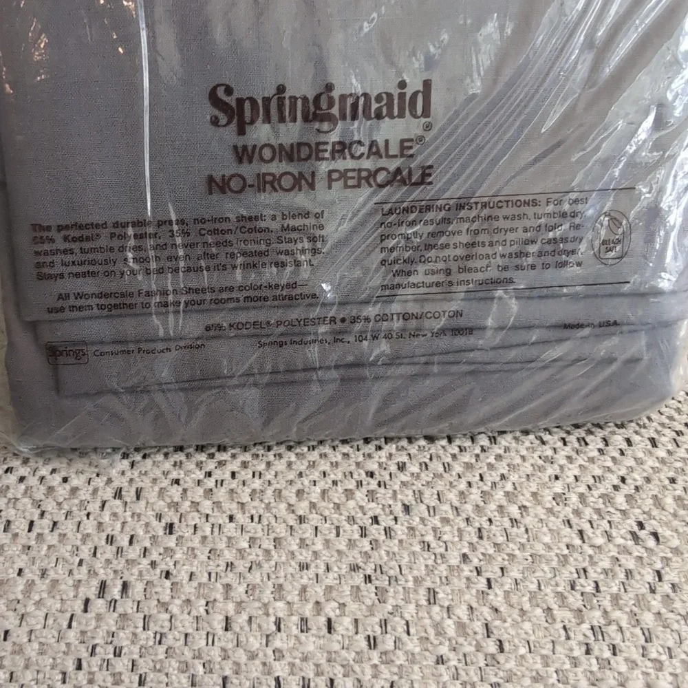 2 Vintage Springmaid Pillowcases Standard Grey Wondercale No-Iron Percale NOS 80